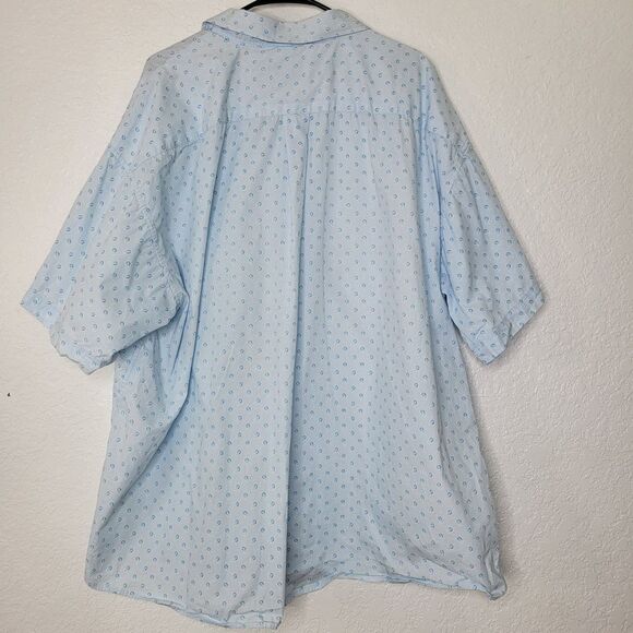 Panhandle Light Blue Paisley Dot Print Short Sleeve Western Button Front Shirt - Picture 6 of 9
